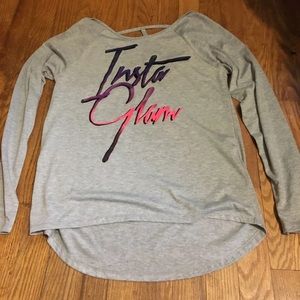 Material Girl Gray Long Sleeve Top